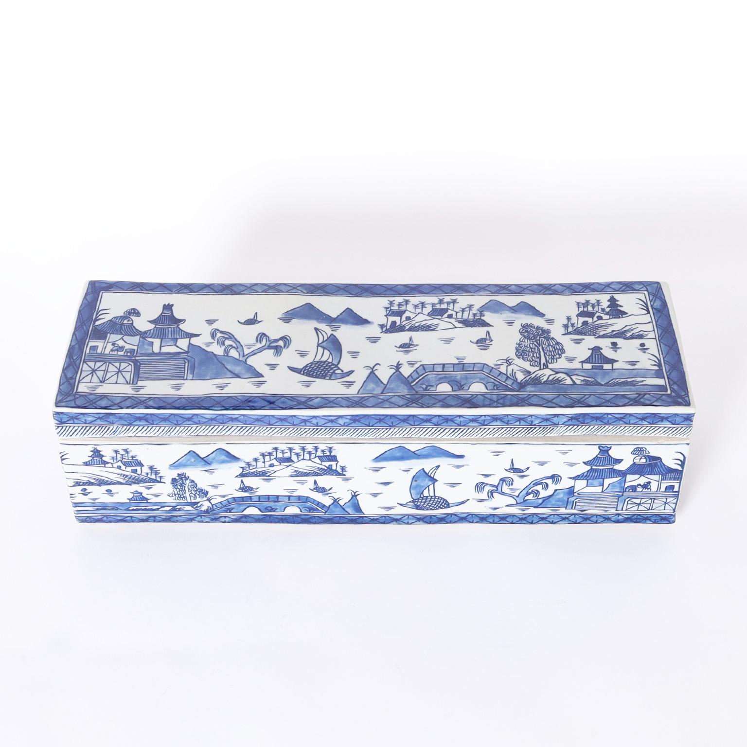 blue and white porcelain box