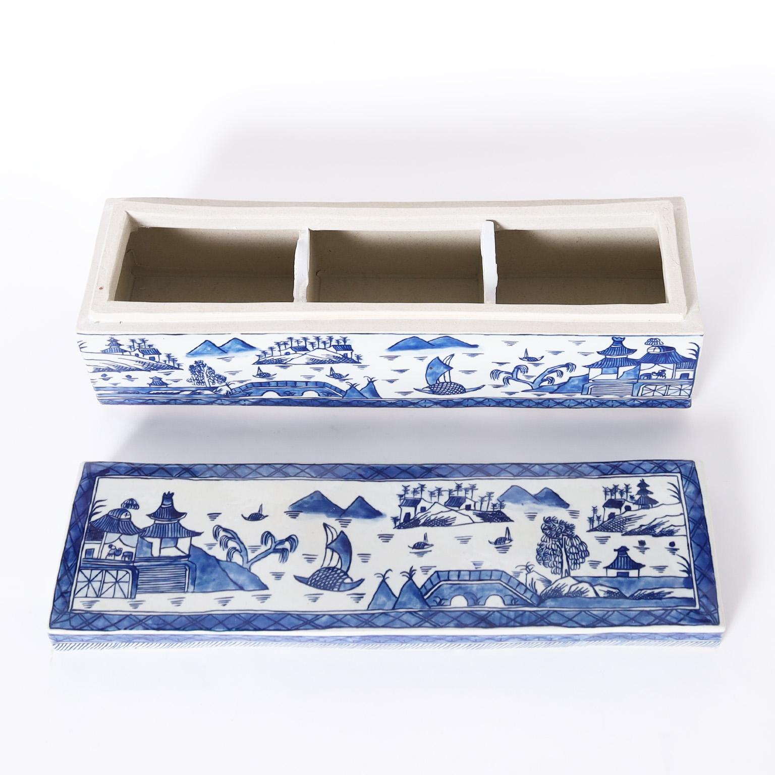 white and blue box