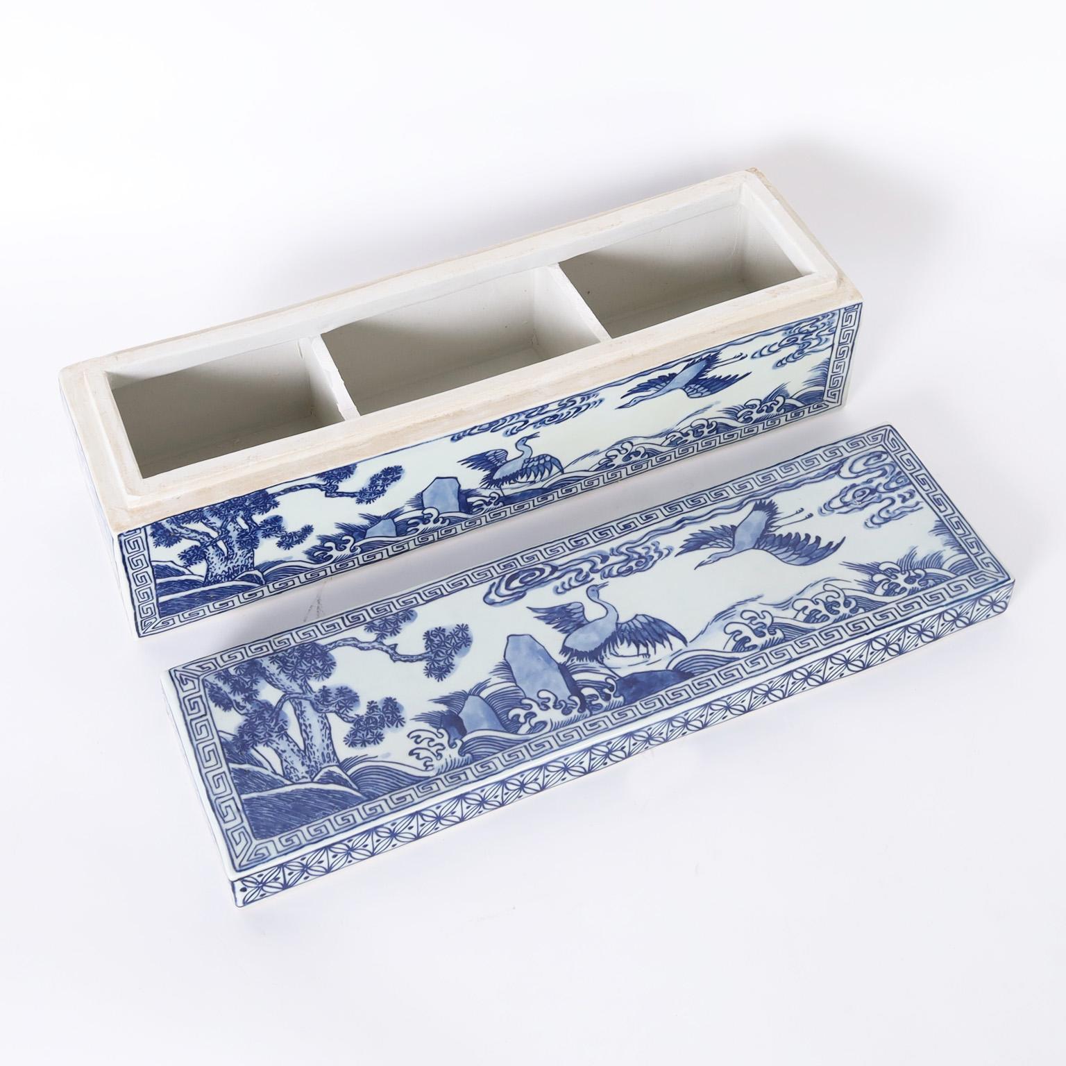 Blue and White Porcelain Rectangular Lidded Box 1