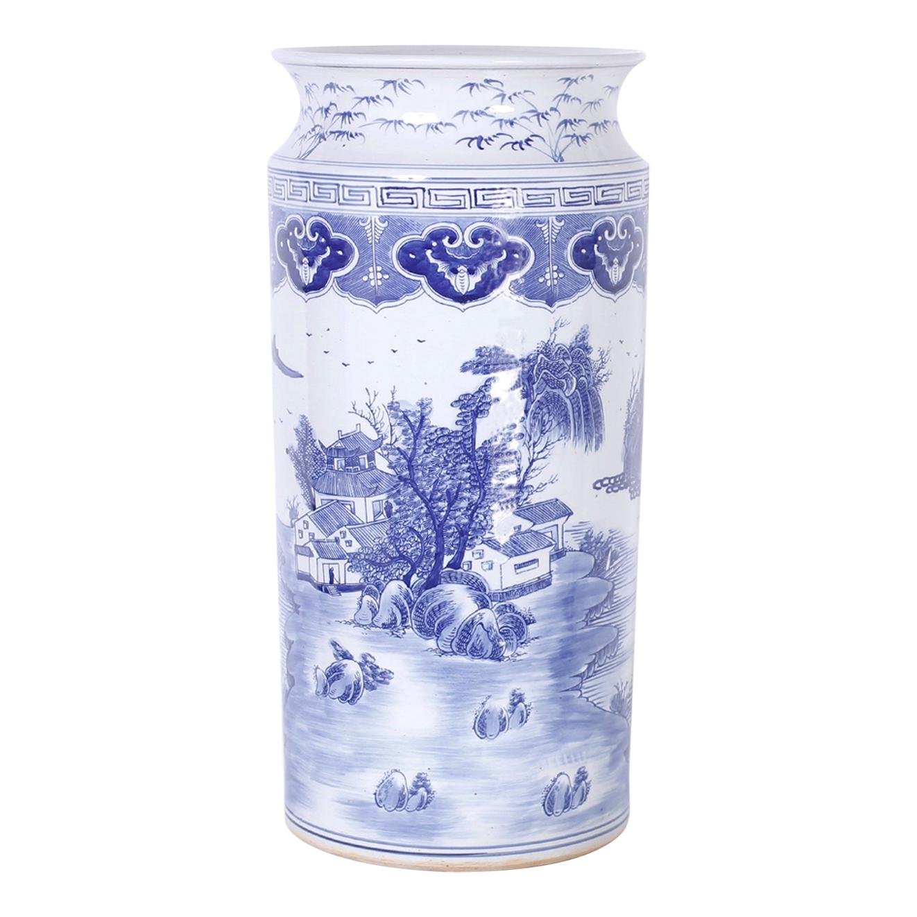 Blue and White Porcelain Umbrella Stand