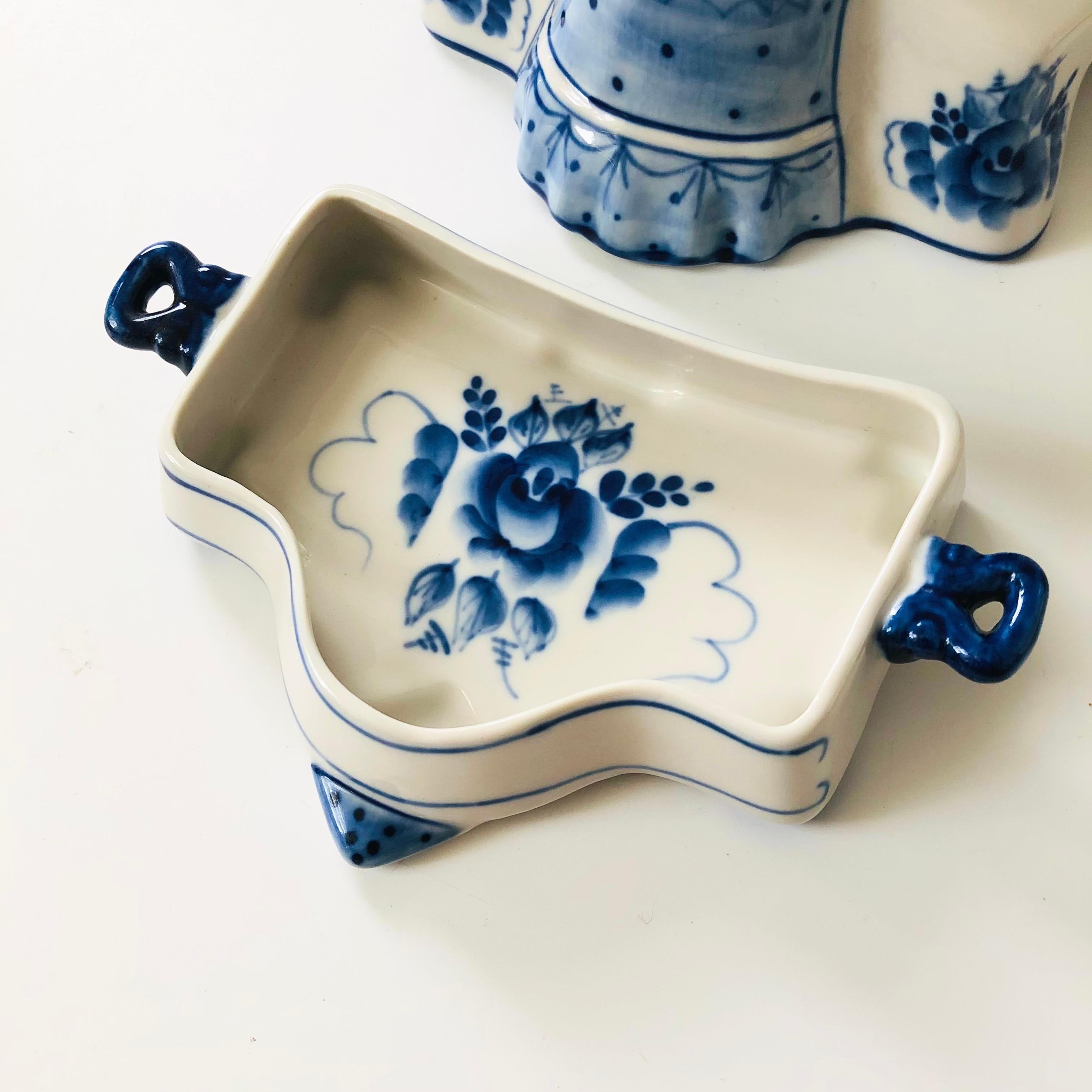 Blue and White Porcelain Woman Butter Dish 5