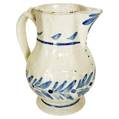 Blue and white pottery jug, hand-painted,  19th century