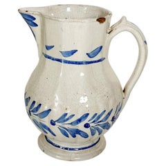 Blue and white pottery jug, hand-painted,  19th century