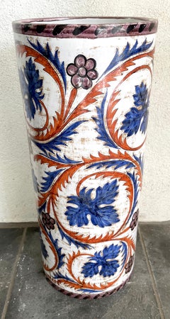 Blue and White, Purple and Iron Red Foliate Umbrella Stand