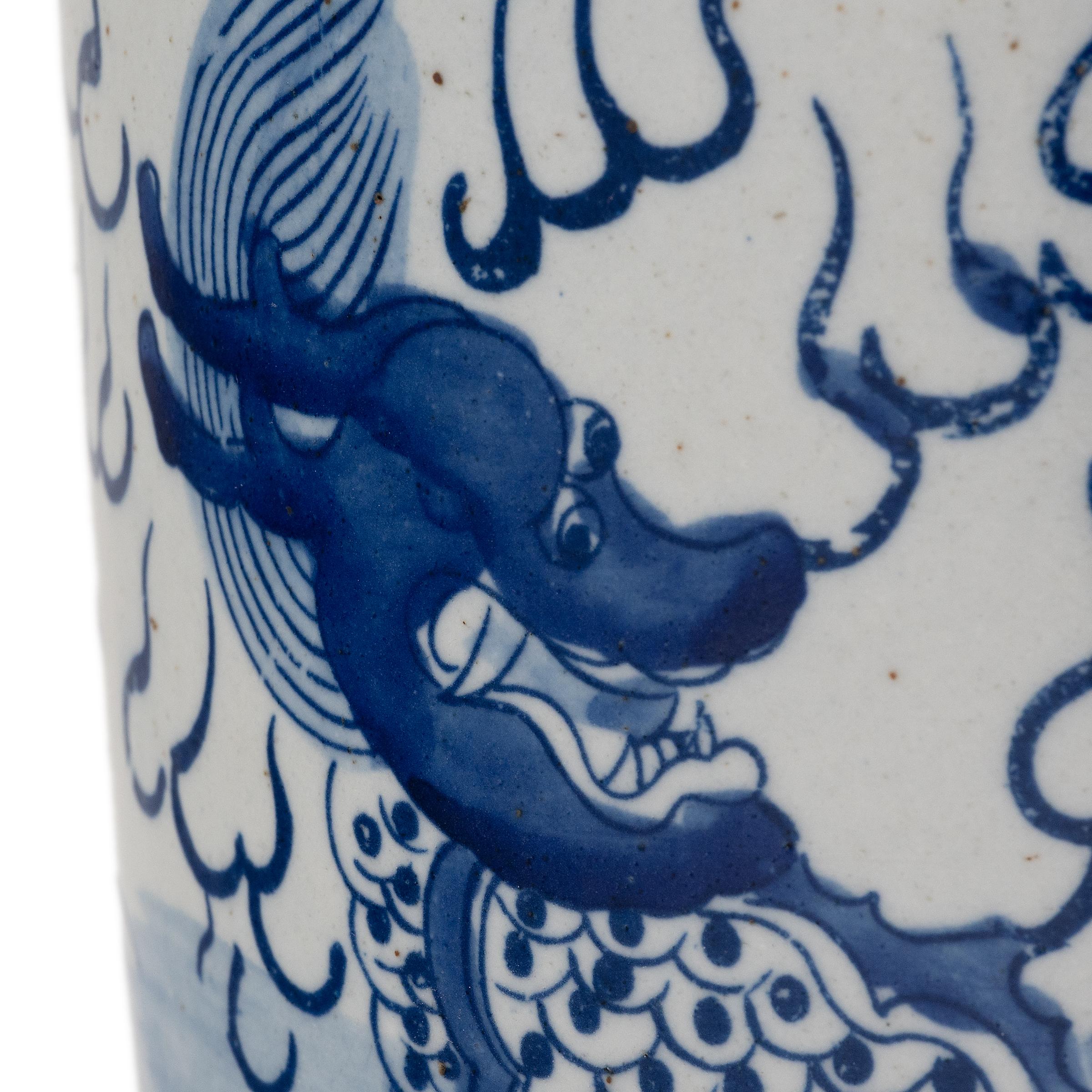 Chinese Blue and White Qilin Brush Pot