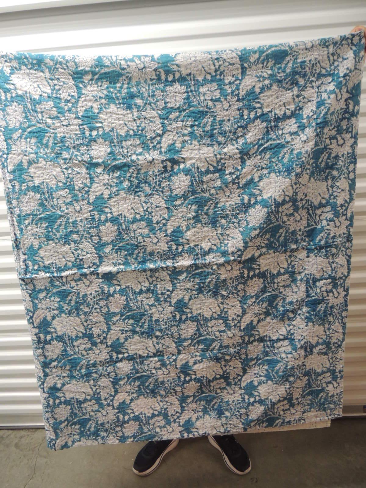 Bohemian Blue and White Quilted Blanket