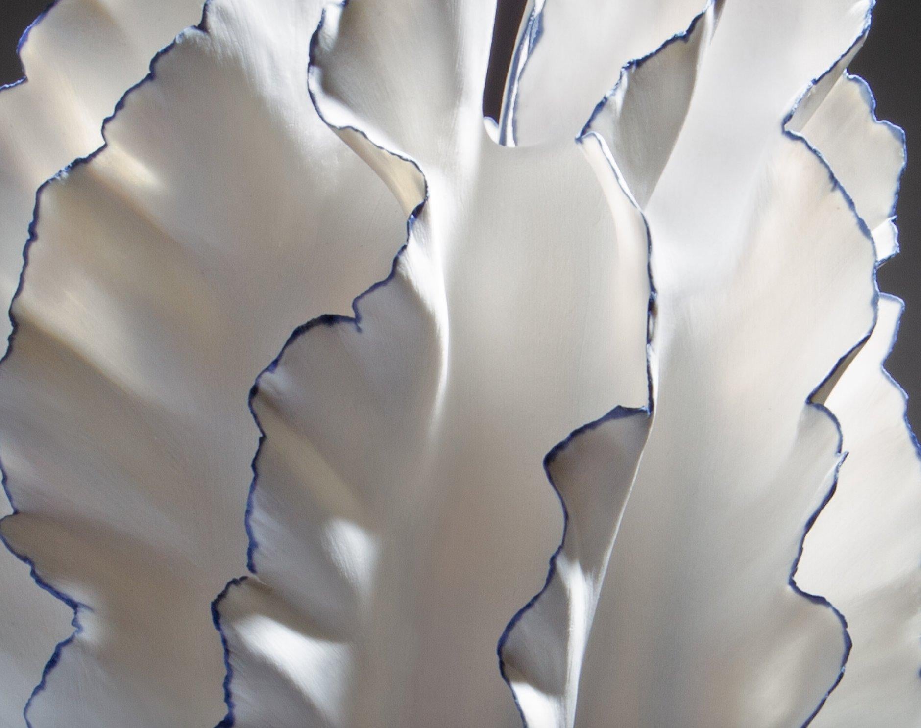 Porcelain Blue and White Ruffled Contemporary Sculpture, Sandra Davolio For Sale
