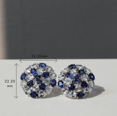 Blue and White Sapphire Earrings in Gleaming 14K White Gold