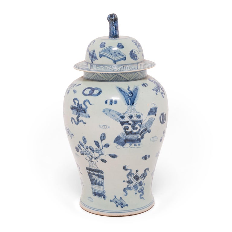 Chinese Blue and White Scholar's Joy Ginger Jar For Sale