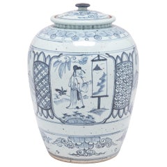 Used Chinese Blue and White Scholars' Scene Ginger Jar