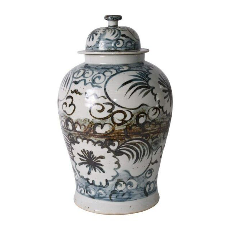 Blue and white sea flower temple jar - 2 Sizes

The special antique process makes it looks like a piece of art from a museum. 
High fire porcelain, 100% hand shaped, hand painted. Distress, chips and other imperfections create great characters of