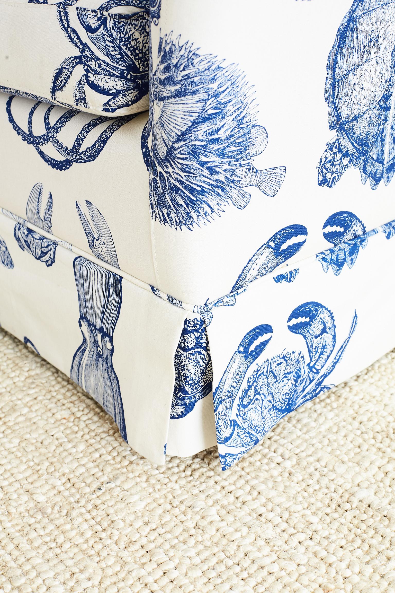 Blue and White Sea Life Nautical Club Chair 3