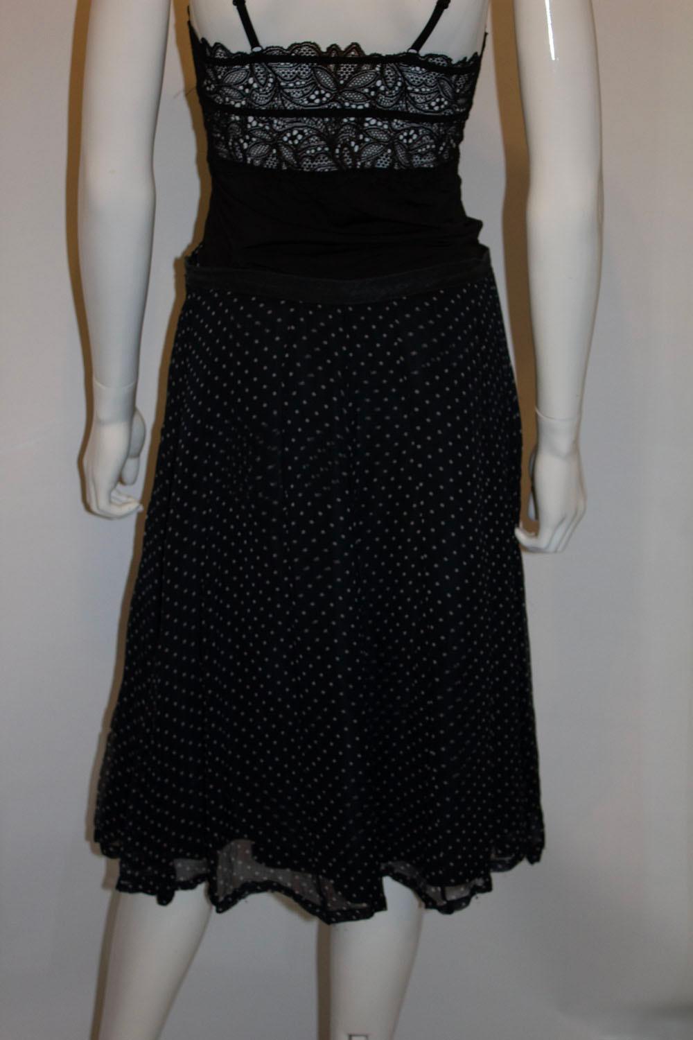 Women's Blue and white silk spot skirt by Nicole Farhi For Sale