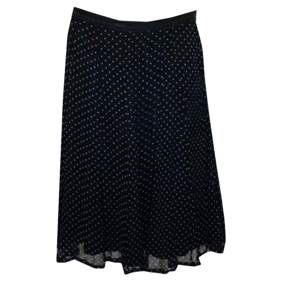 Blue and white silk spot skirt by Nicole Farhi For Sale