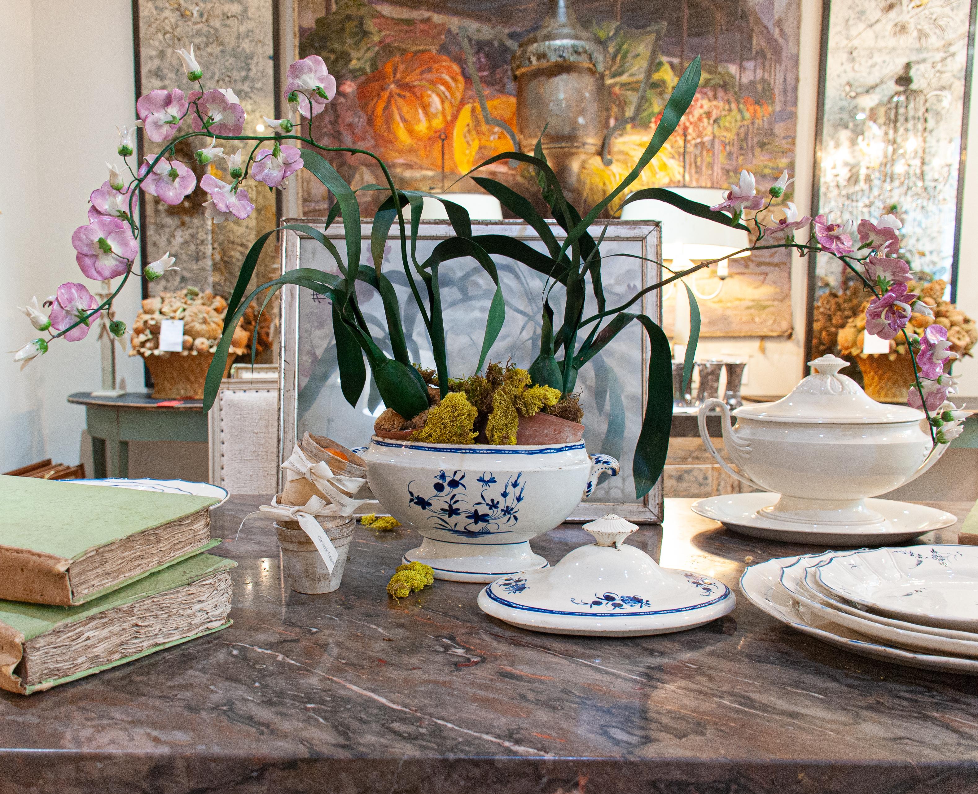 Belgian Blue and White Soup Tureen from Tournai, Belgium
