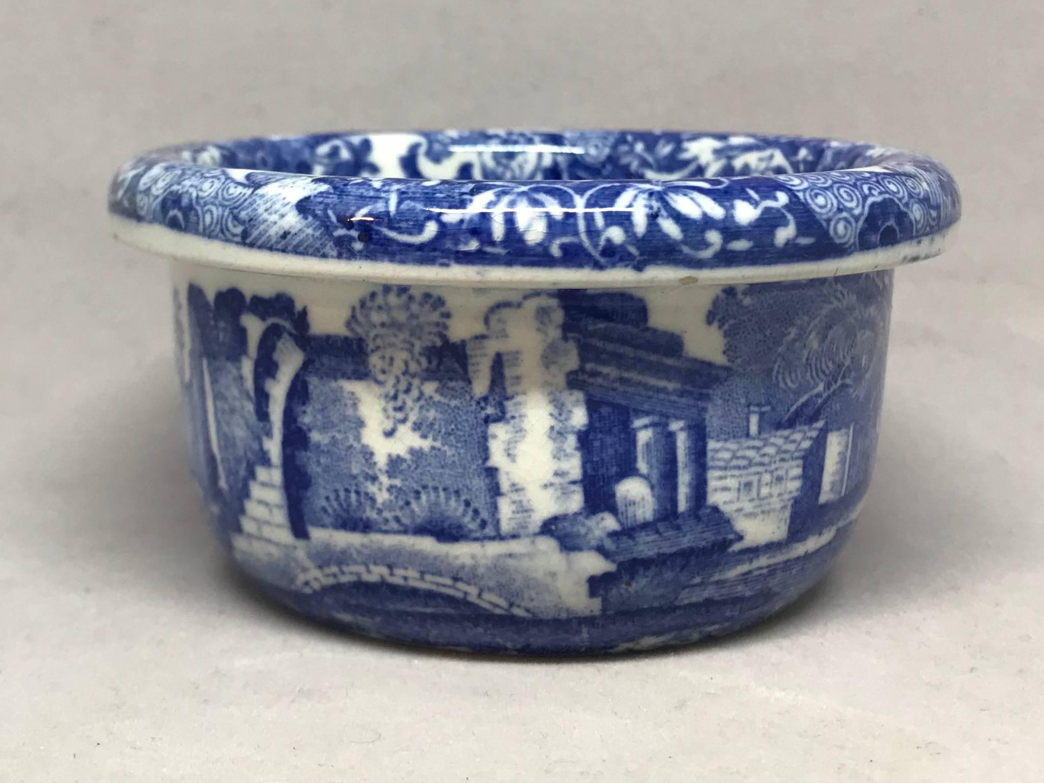 English Blue and White Spode Covered Butter Dish