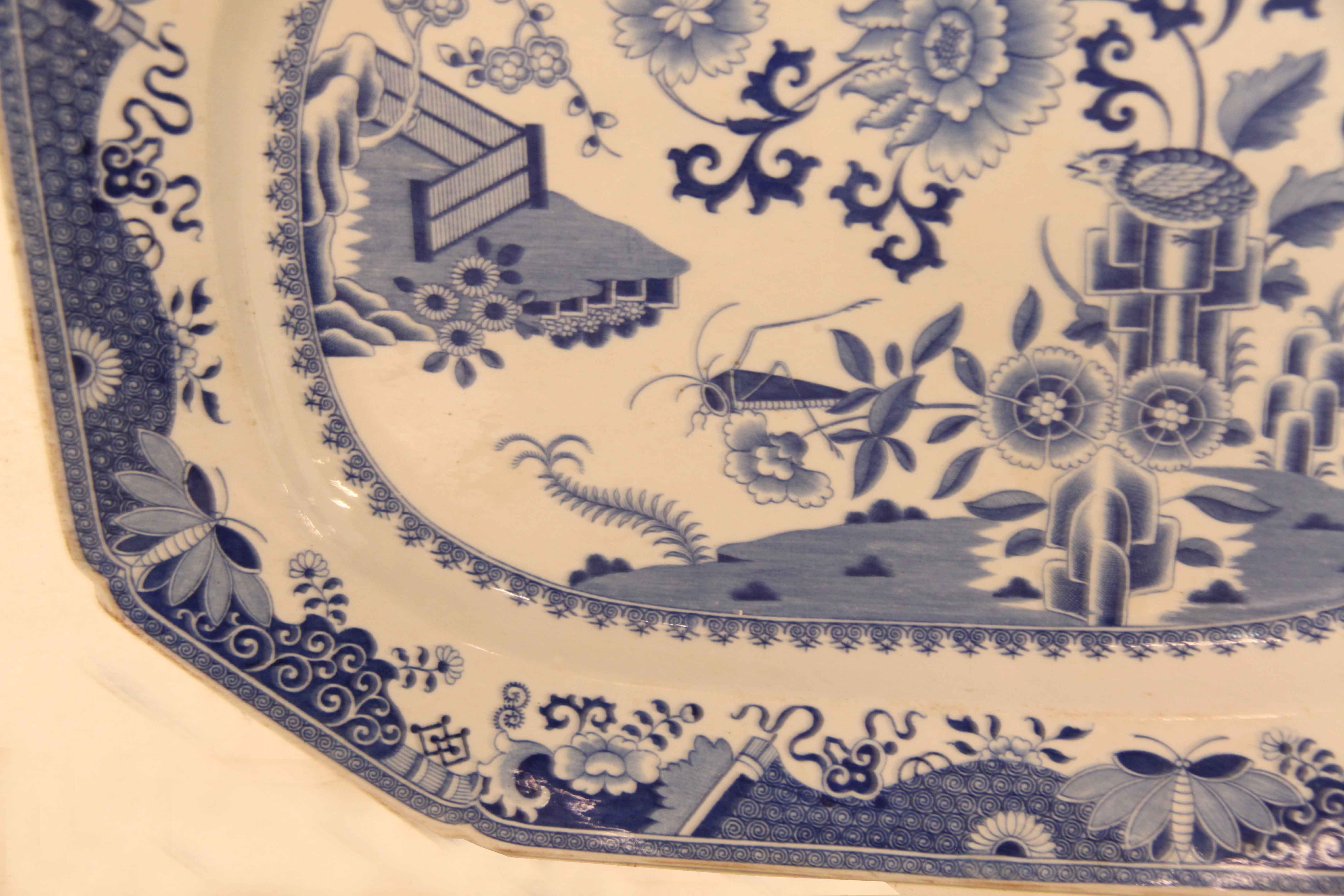 English Blue and White Spode Platter For Sale