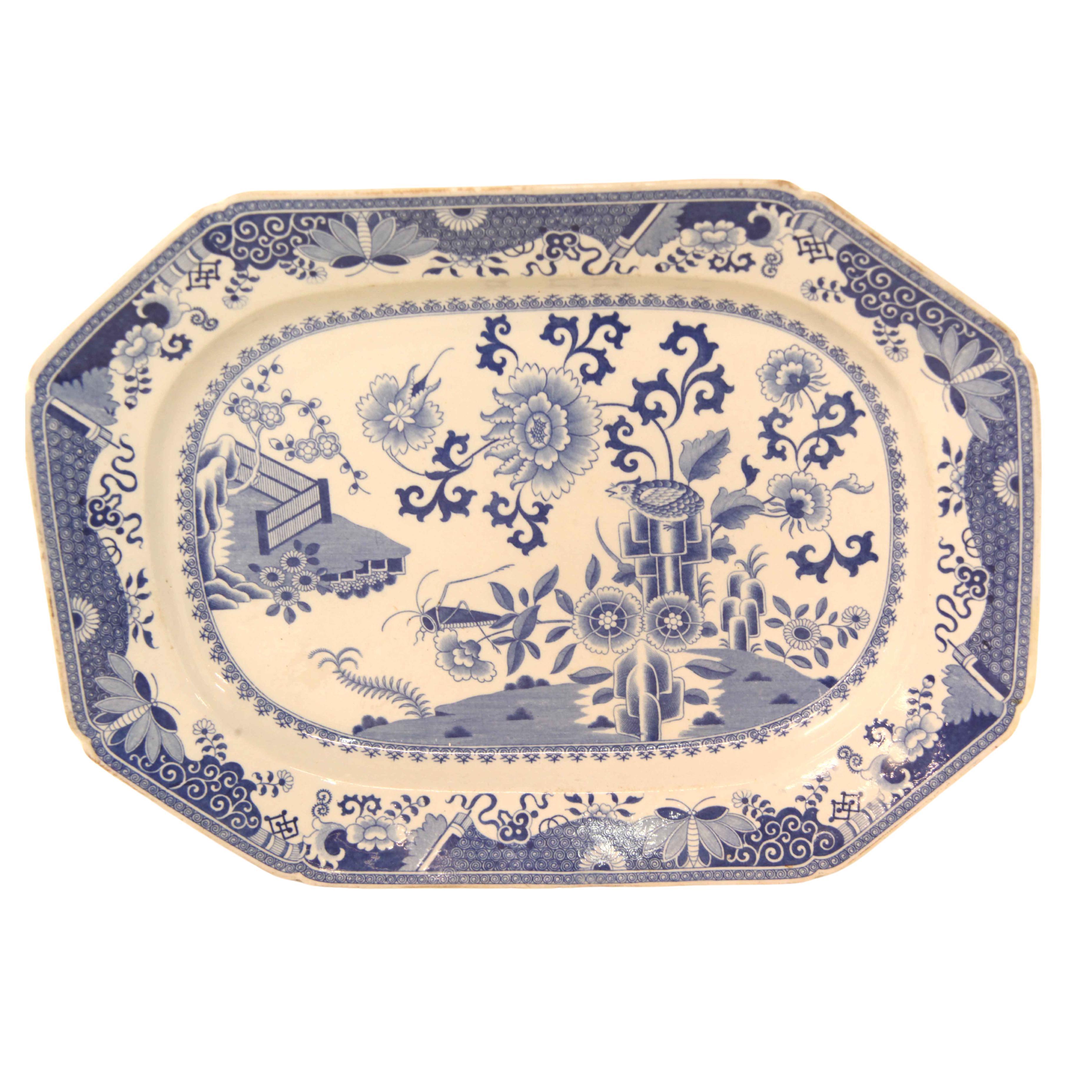Blue and White Spode Platter For Sale