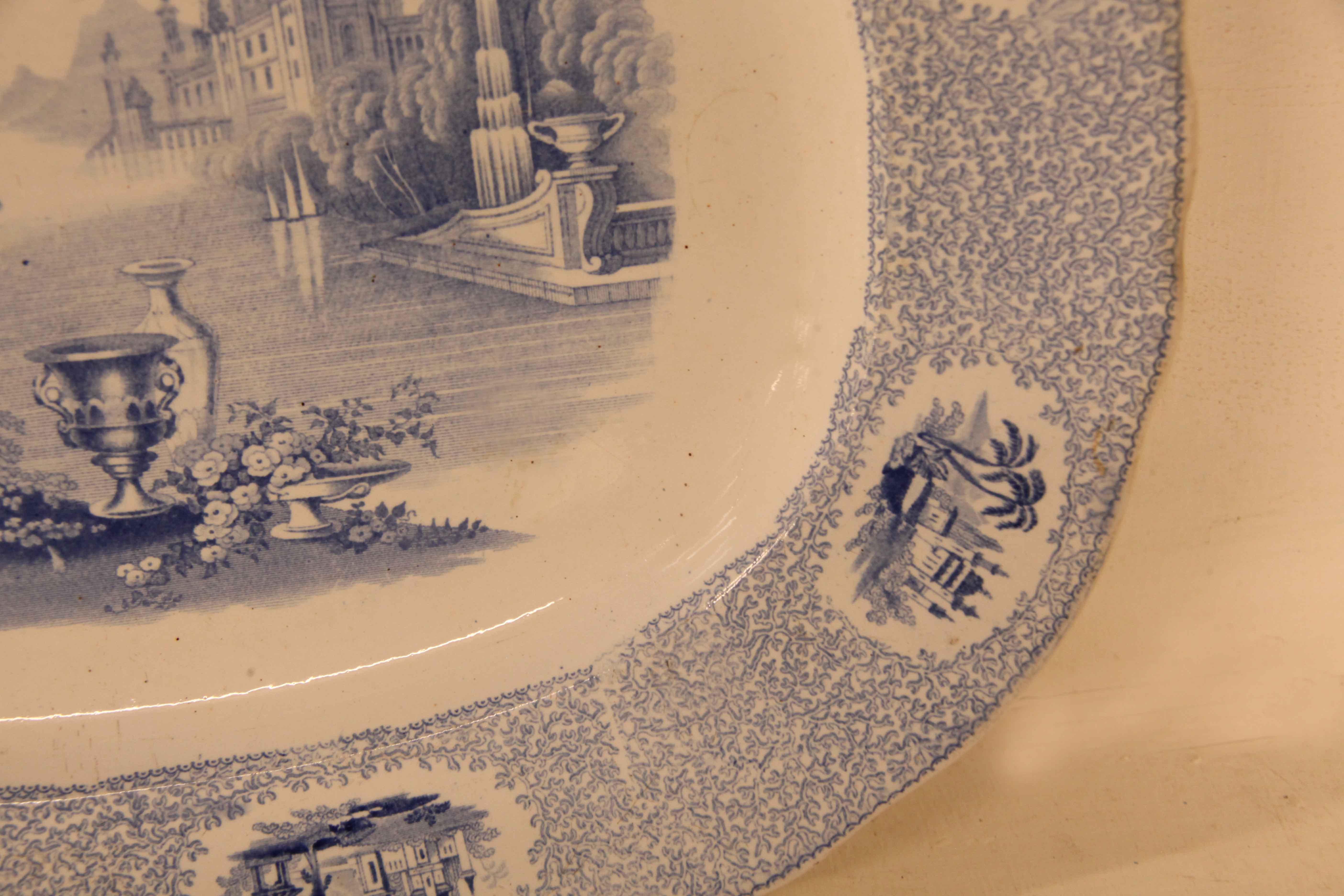 Blue and White Staffordshire Platter In Good Condition For Sale In Wilson, NC