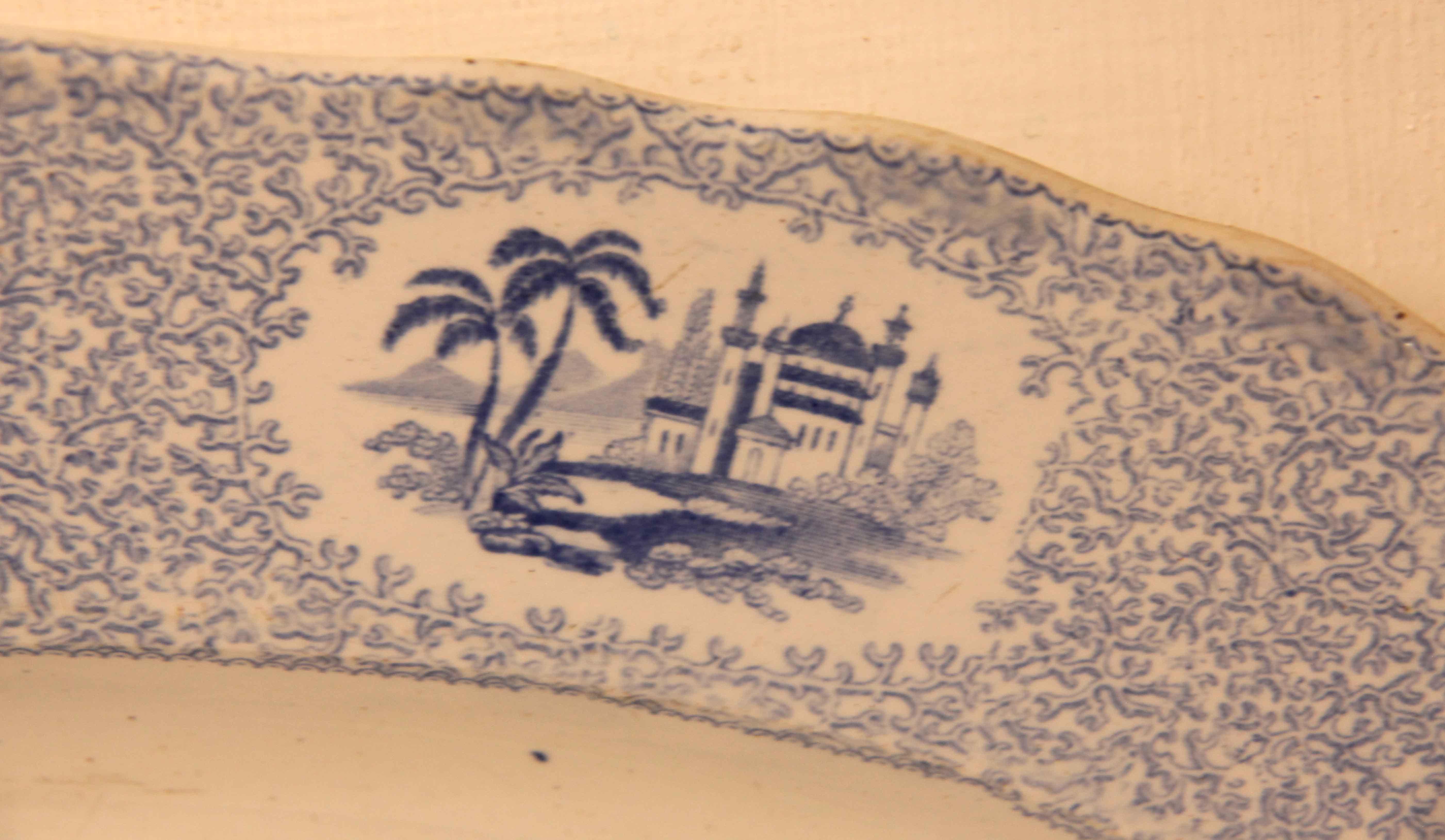 Pottery Blue and White Staffordshire Platter For Sale