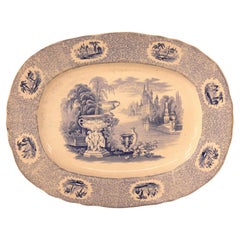 Used Blue and White Staffordshire Platter