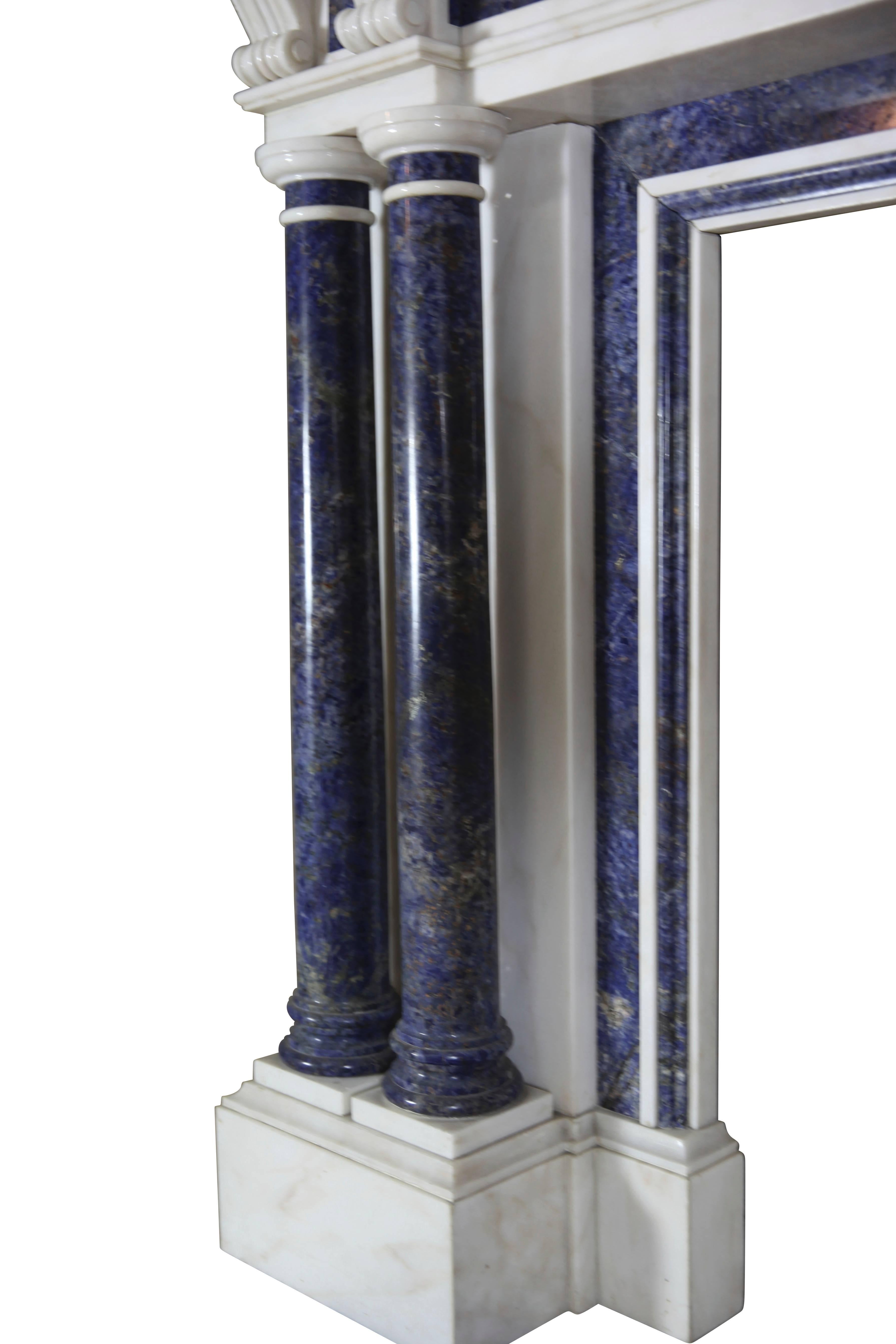 Other Blue and White Statuary Marble Antique Fireplace Surround For Sale