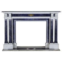 Blue and White Statuary Marble Used Fireplace Surround