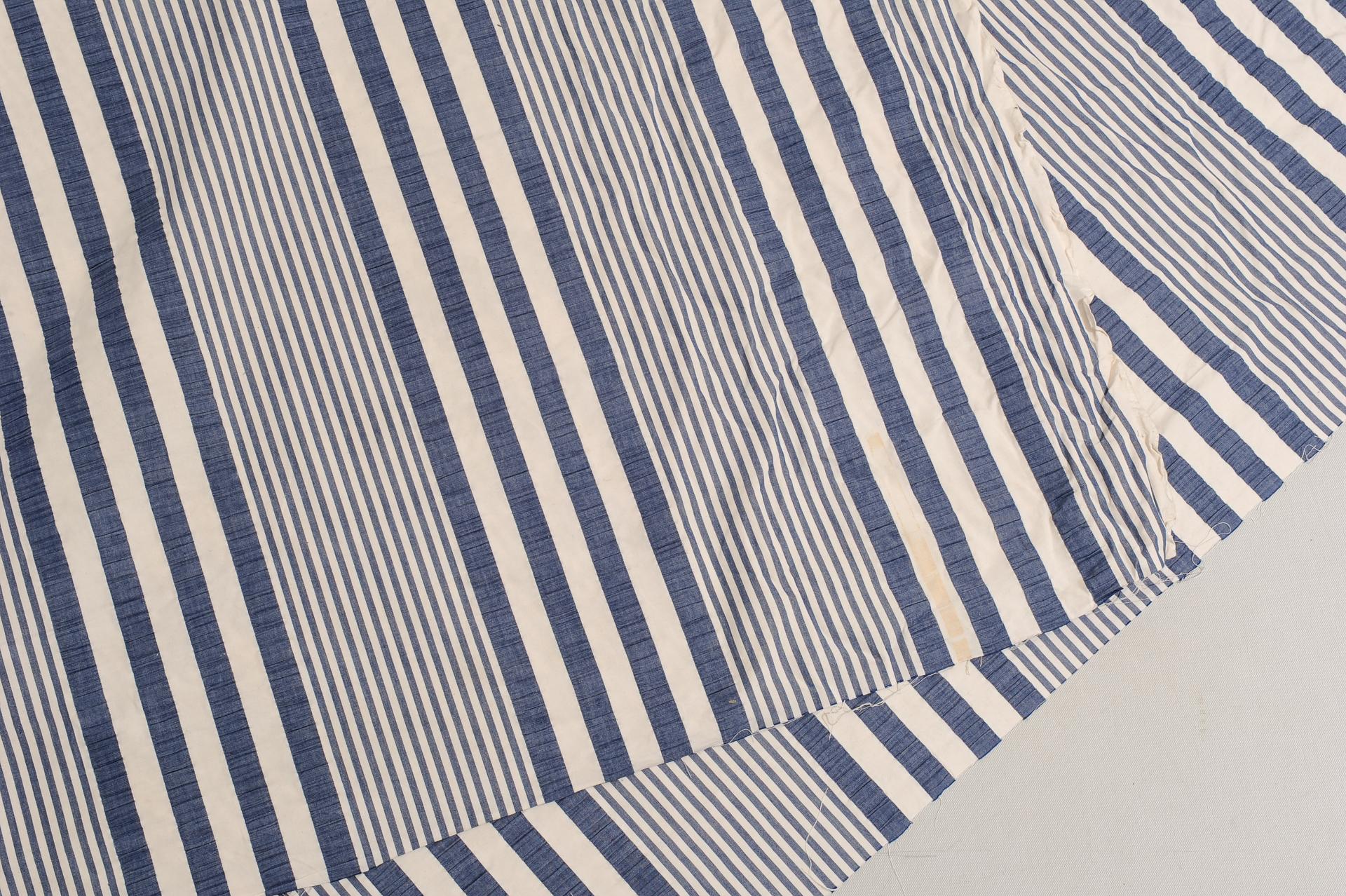 Other Blue and White Striped Cotton Navy Mulberry For Sale