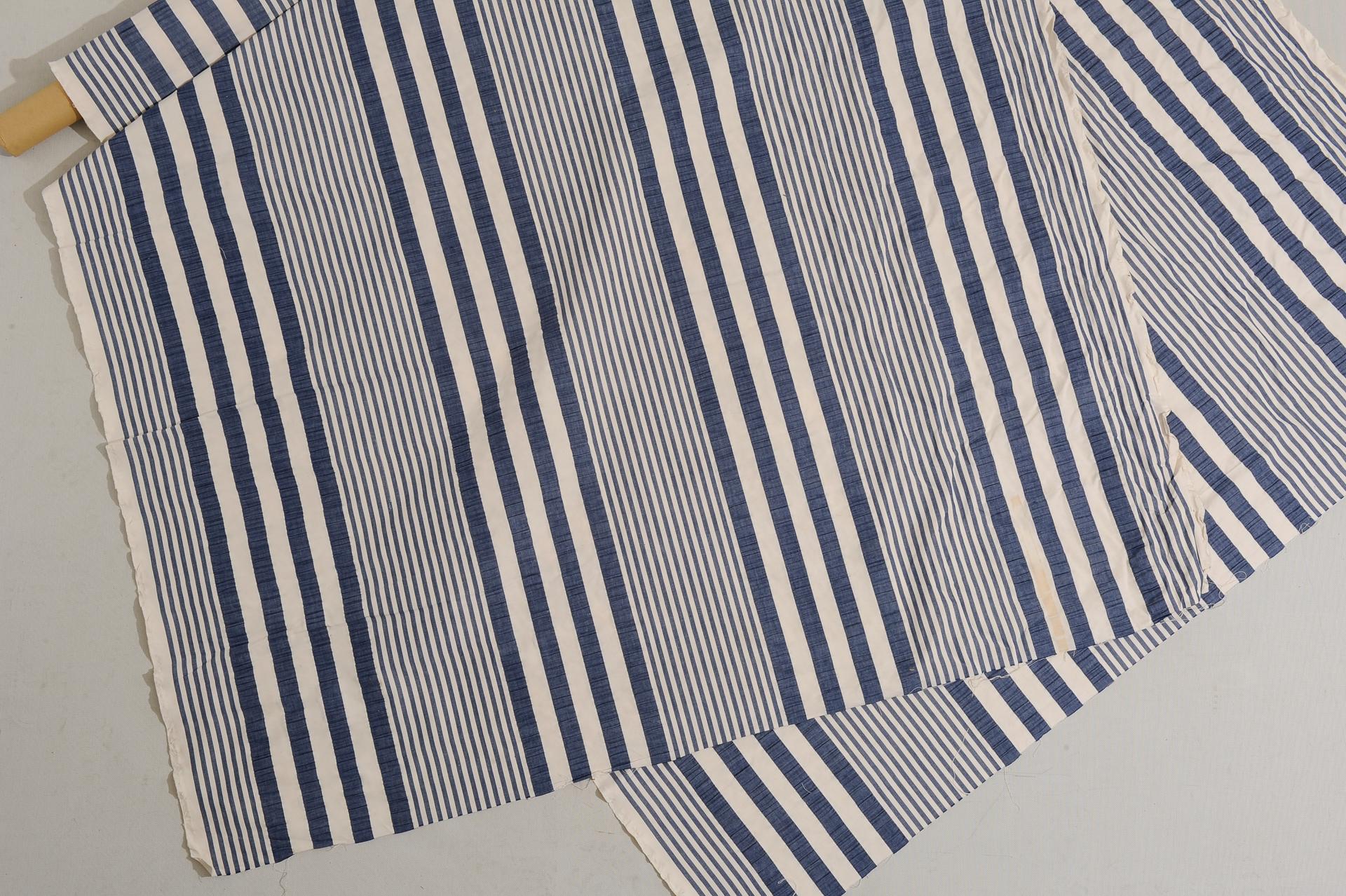 English Blue and White Striped Cotton Navy Mulberry For Sale