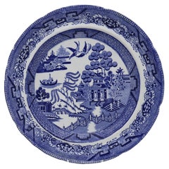 Antique Blue and white Swansea Willow pattern plate