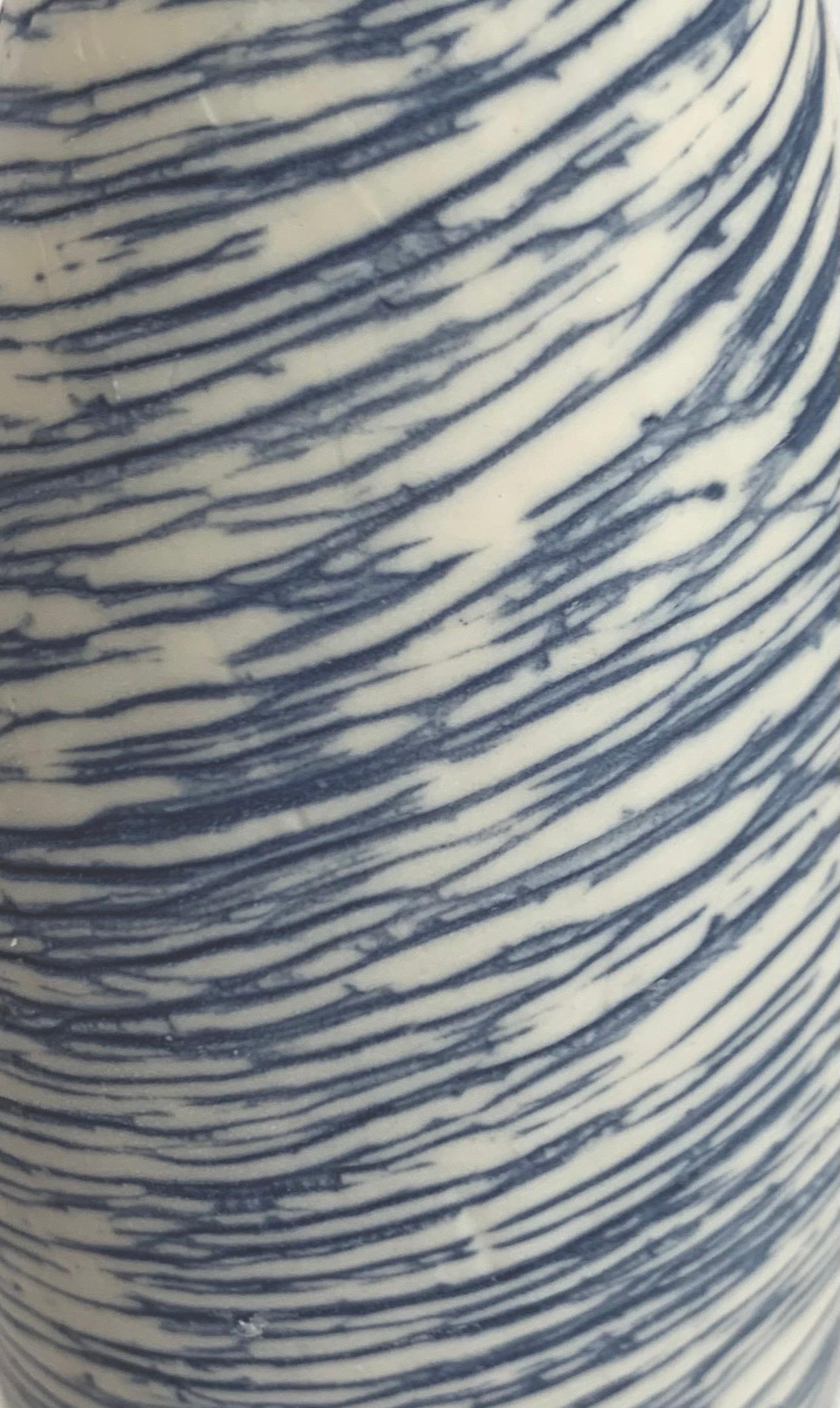 Blue and White Swirl Design Hand Made Vase, Italy, Contemporary In New Condition In New York, NY