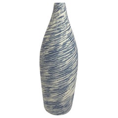 Blue and White Swirl Design Hand Made Vase, Italy, Contemporary