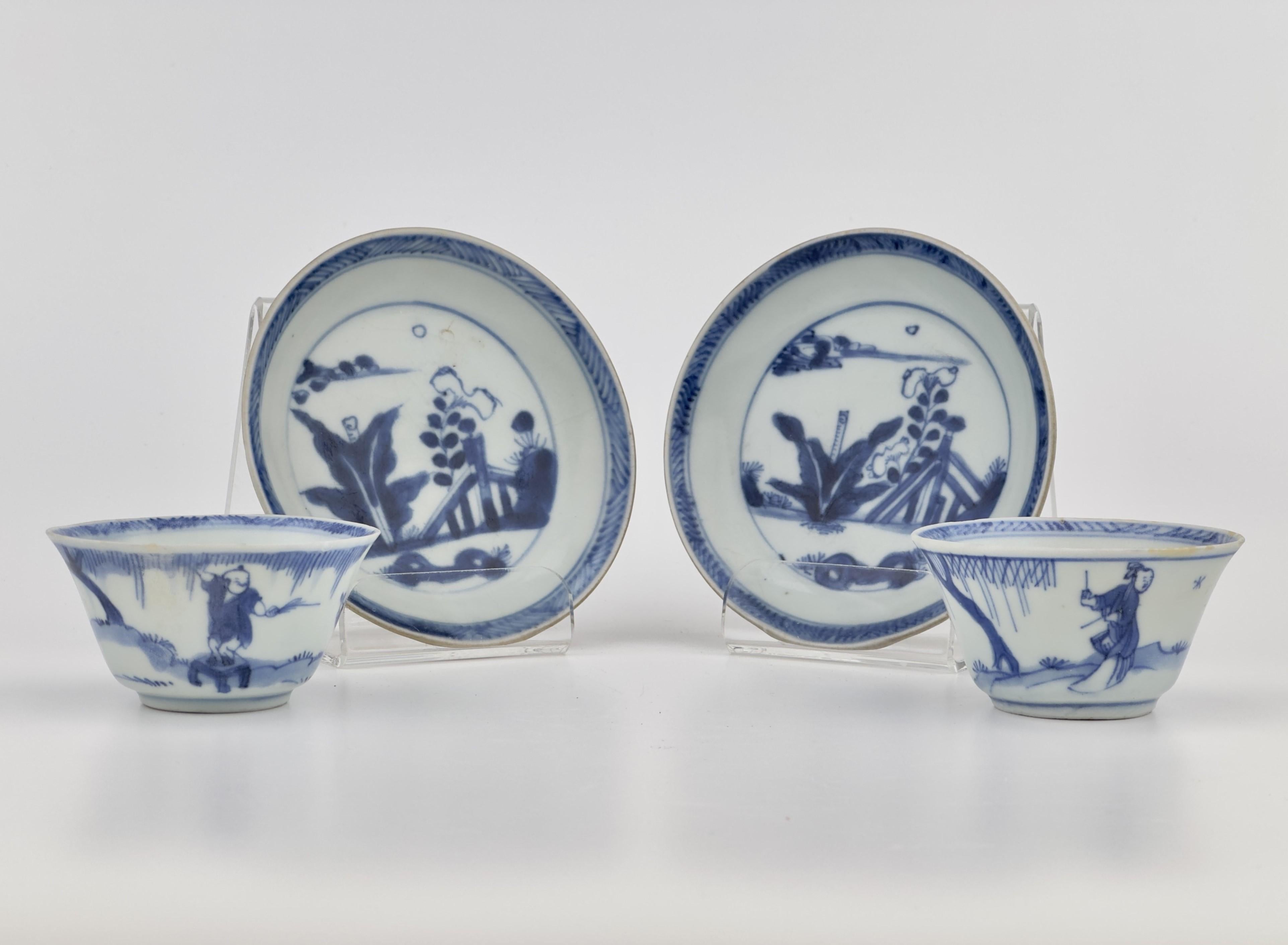Service à thé bleu et blanc à motifs de jardins C.I.C. 1725, Dynastie Qing, règne de Yongzheng en vente 6
