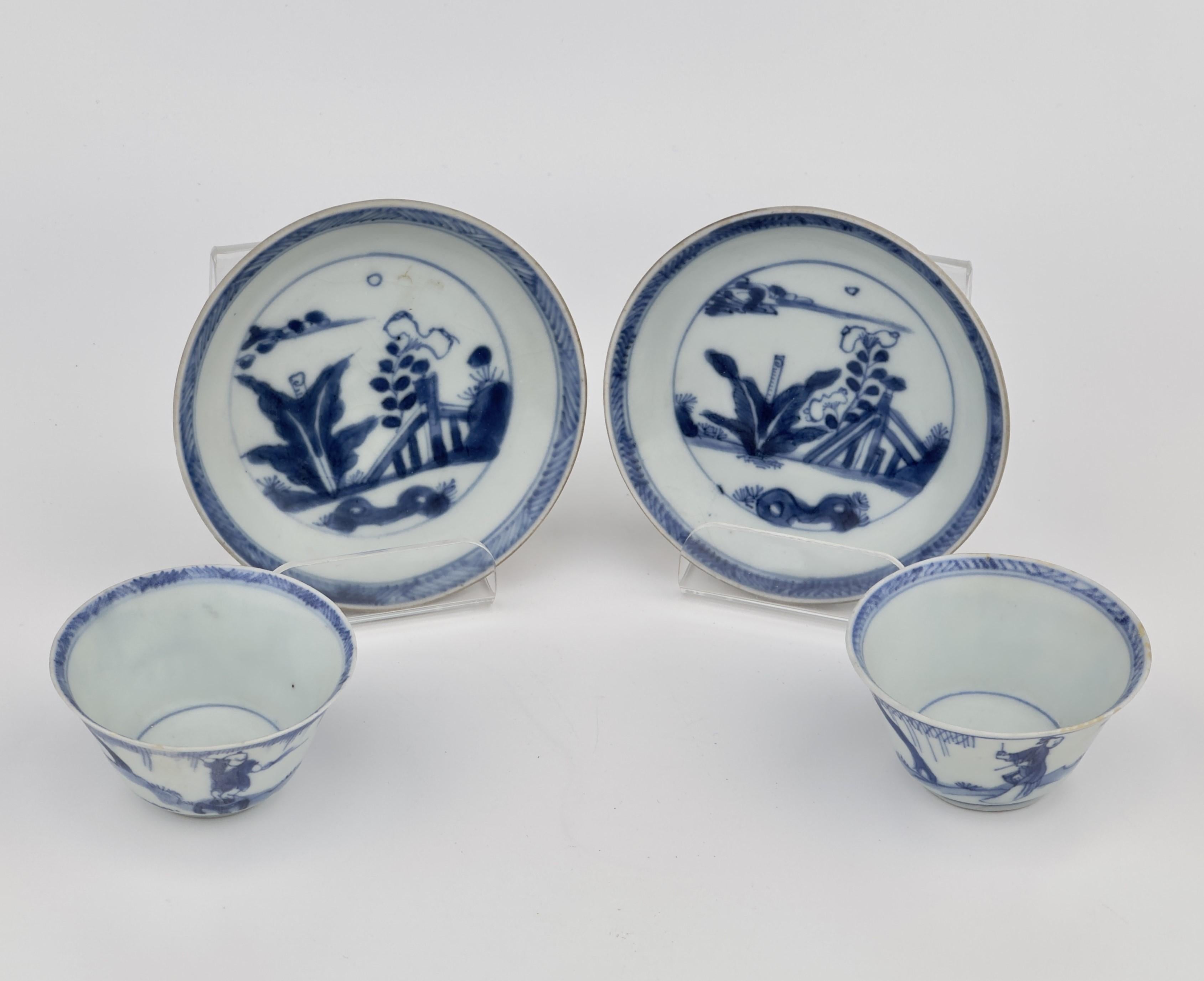 Vietnamien Service à thé bleu et blanc à motifs de jardins C.I.C. 1725, Dynastie Qing, règne de Yongzheng en vente