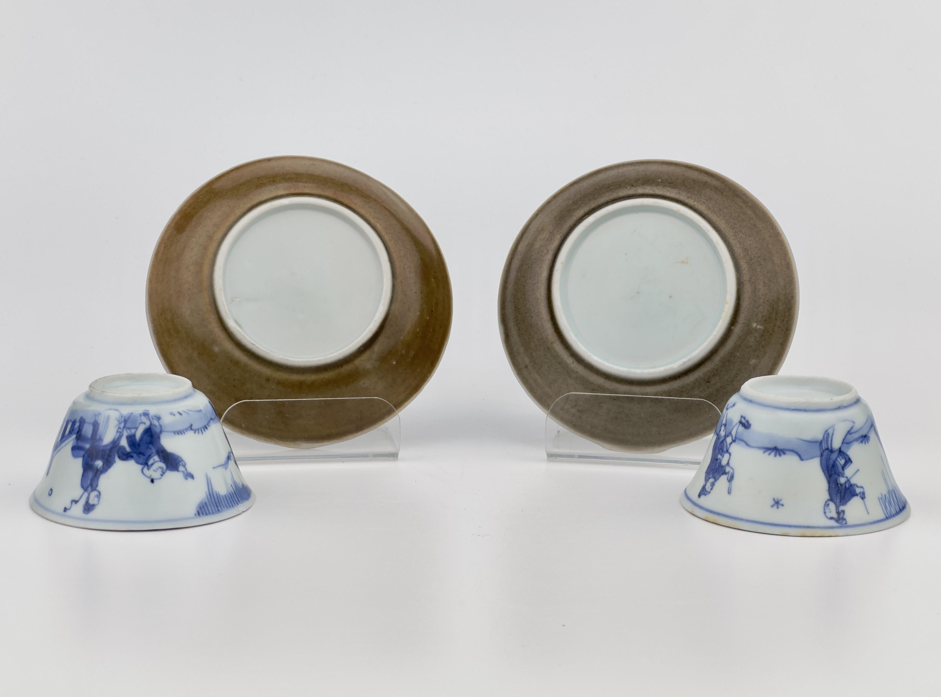 Vernissé Service à thé bleu et blanc à motifs de jardins C.I.C. 1725, Dynastie Qing, règne de Yongzheng en vente