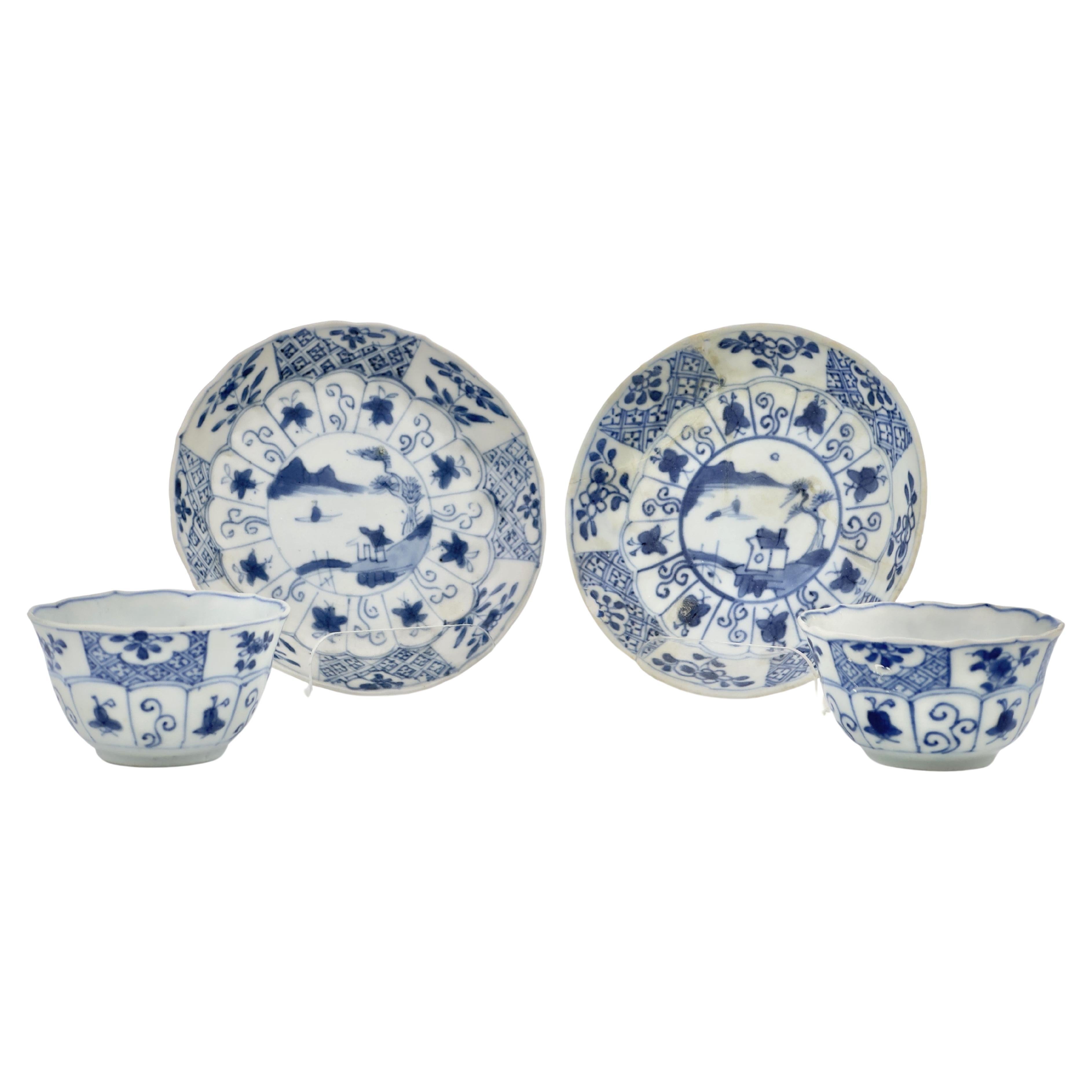 Blau-weißes Teeservice um 1725, Qing Dynastie, Herrschaft Yongzheng im Angebot