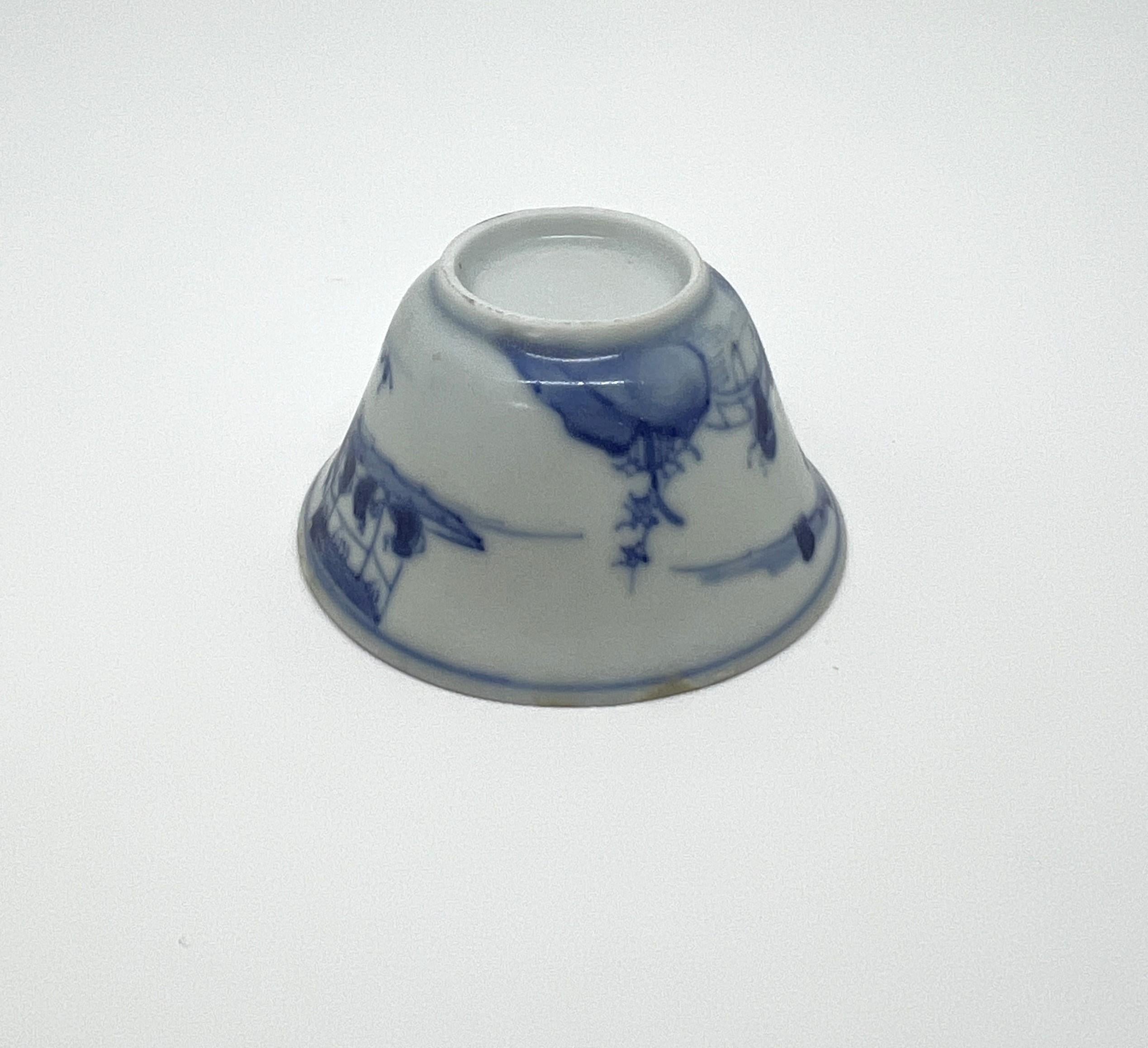 Glazed Blue And White Teabowl Circa 1725, Qing Dynasty, Yongzheng Reign For Sale