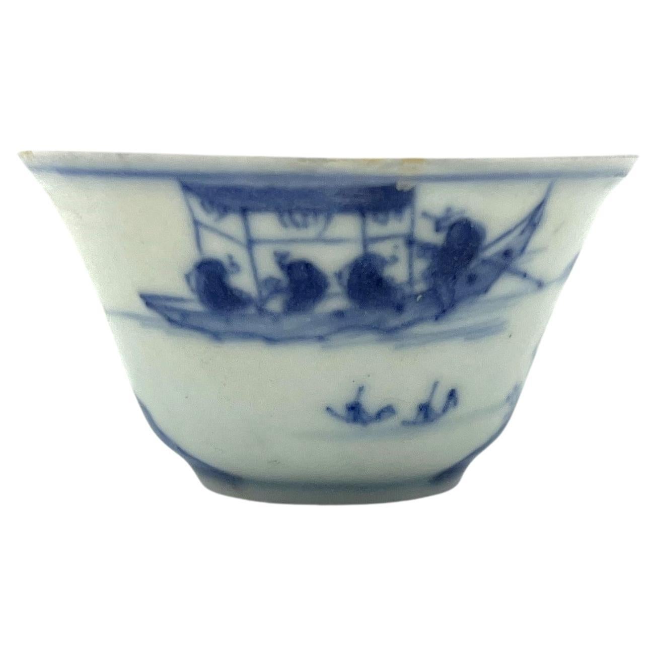 Blue And White Teabowl Circa 1725, Qing Dynasty, Yongzheng Reign For Sale