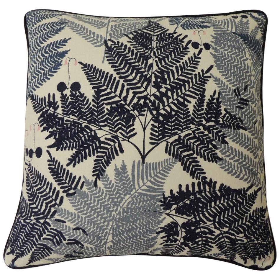 Pair of Blue and White "Thalia" Fern Fronds Decorative Pillows