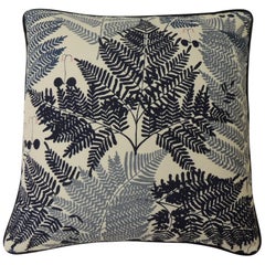 Pair of Blue and White "Thalia" Fern Fronds Decorative Pillows