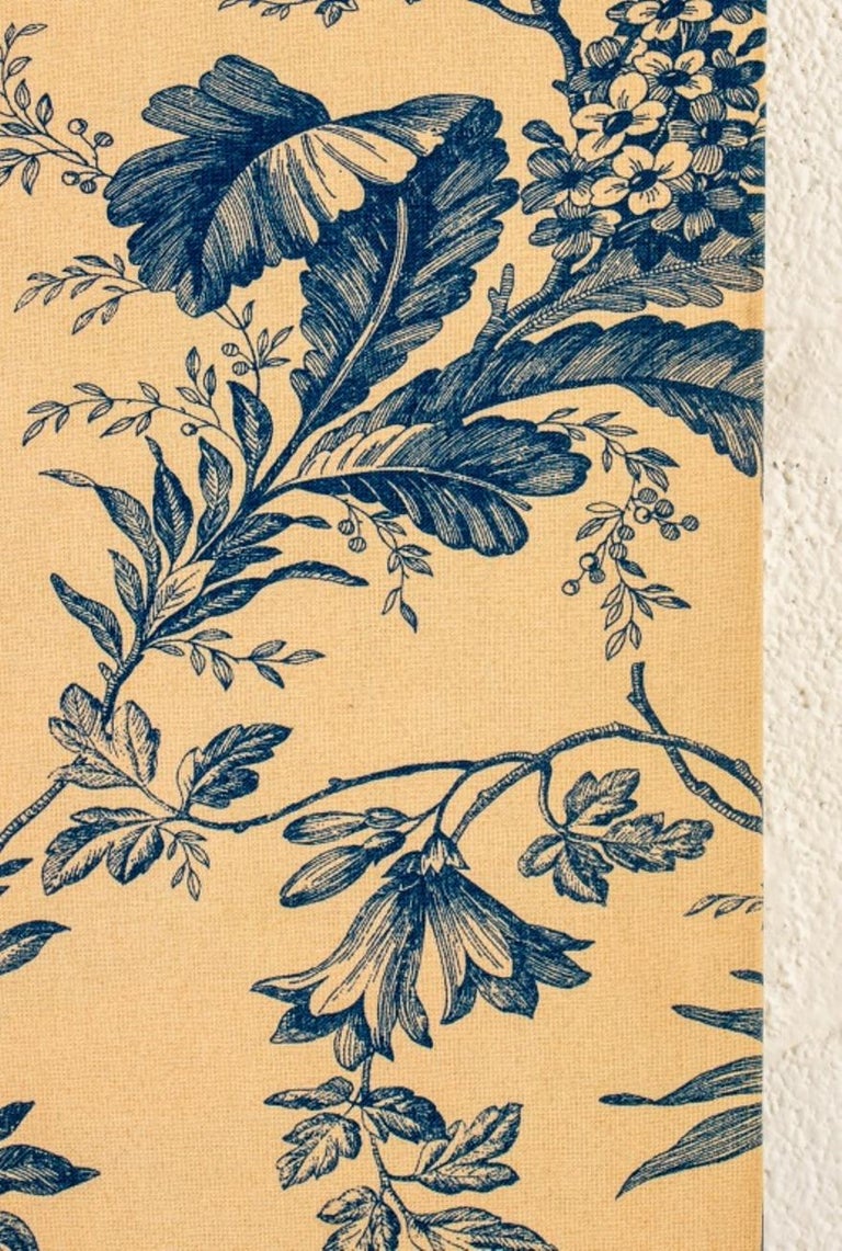 Blue and White Toile de Jouy Upholstered Screen at 1stDibs