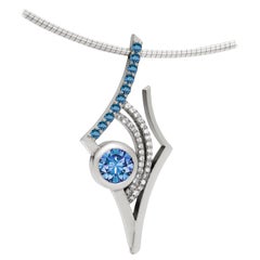Blue and White Topaz Antares Star Pendant in Sterling Silver