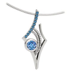 Blue and White Topaz Antares Star Pendant in Sterling Silver