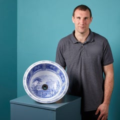 Blue and White Transfer Printed Sink