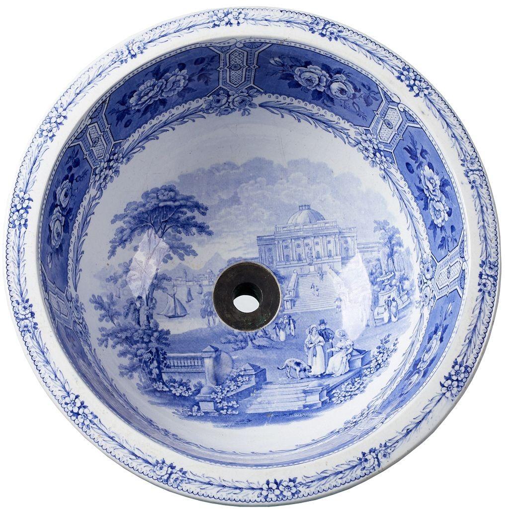 19th Century Blue and White Transfer Printed Sink