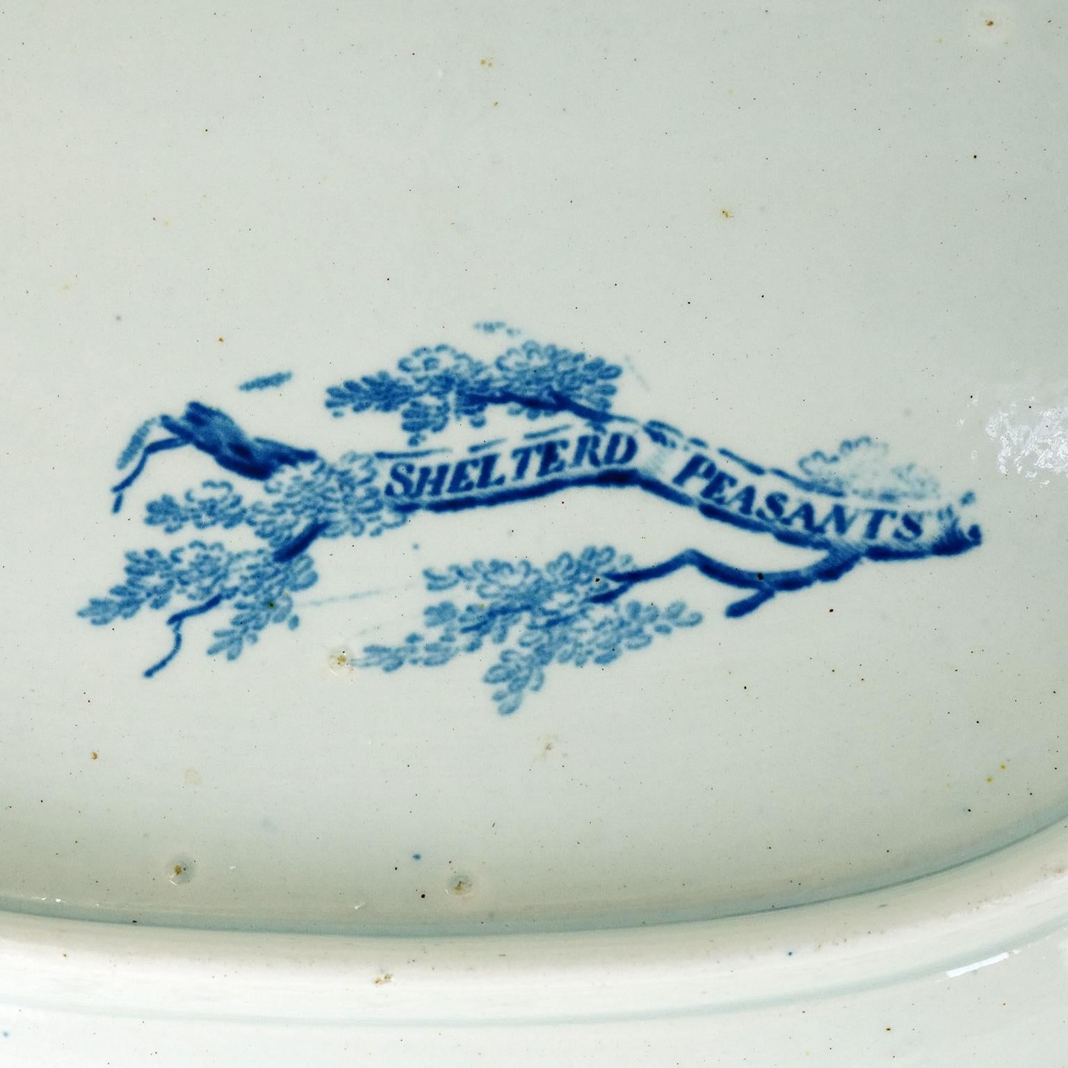 Blue and White Transferware Bowl and Underplate c1800 In Good Condition For Sale In Litchfield, CT