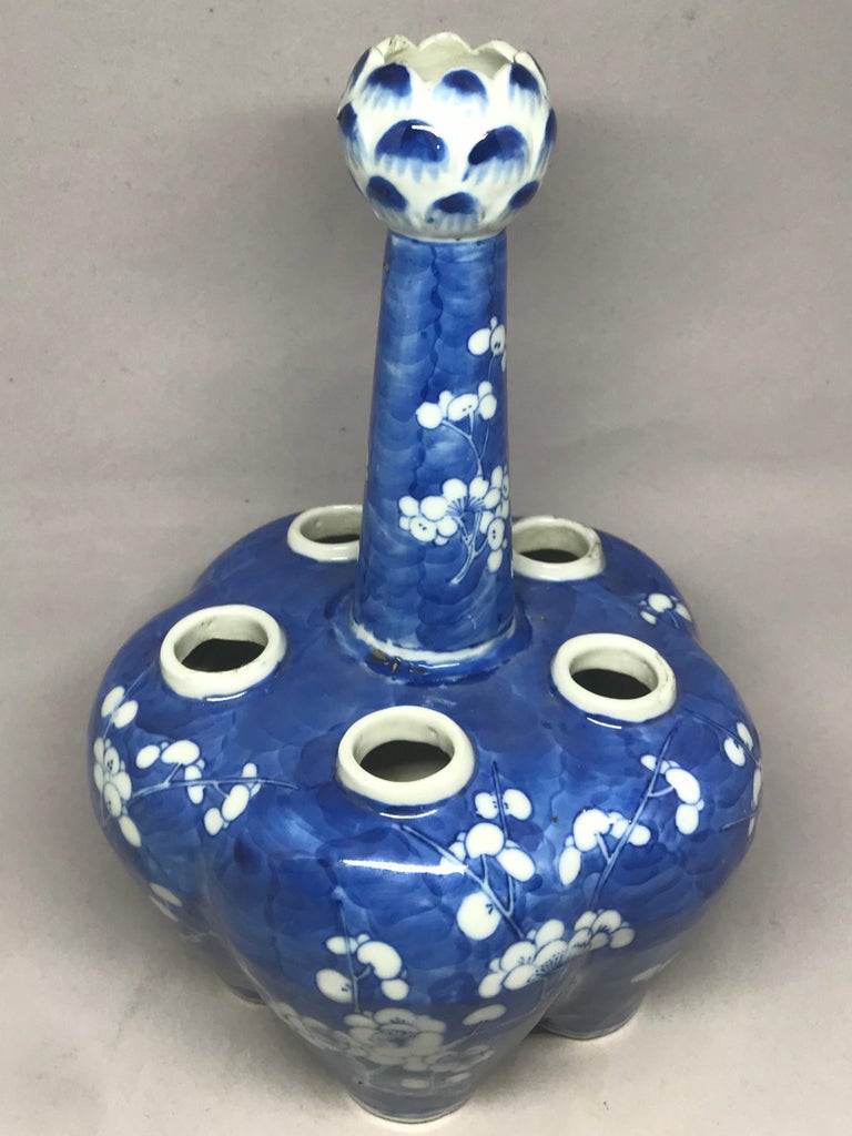 Blue and White Tulipiere Vase at 1stDibs