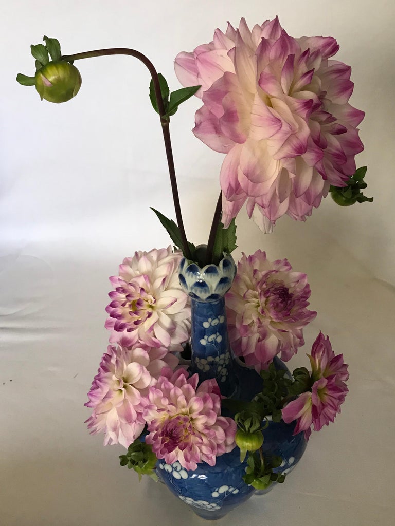 Blue and White Tulipiere Vase at 1stDibs