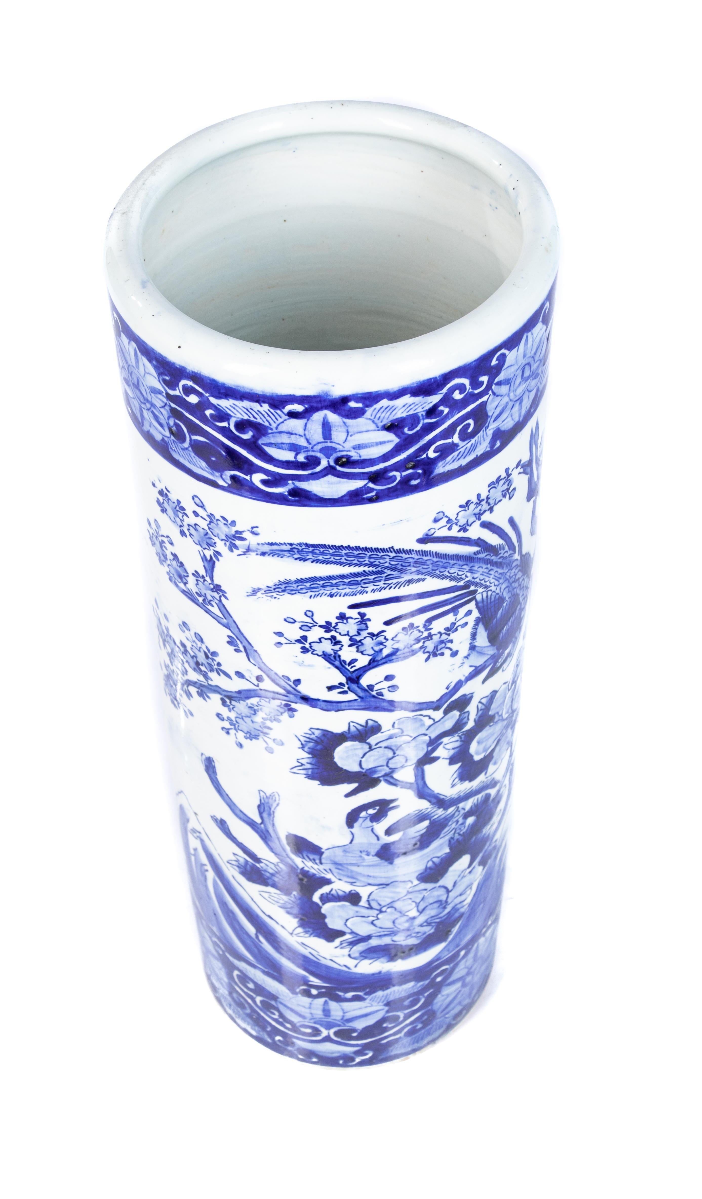 Chinese Export Chinese Blue and White Umbrella Stand For Sale