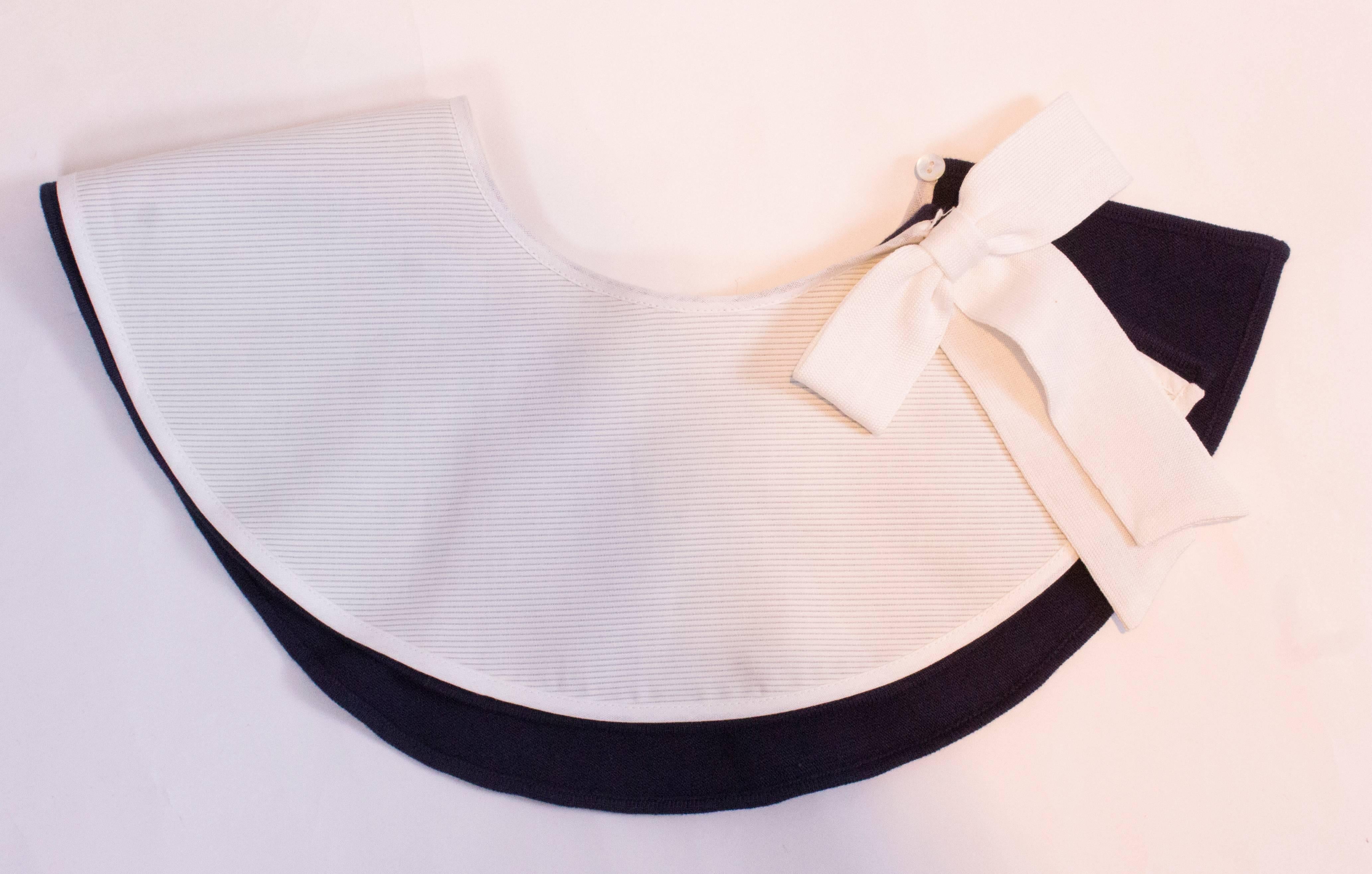 Black Blue and White Valentino Top with Detachable Collar For Sale